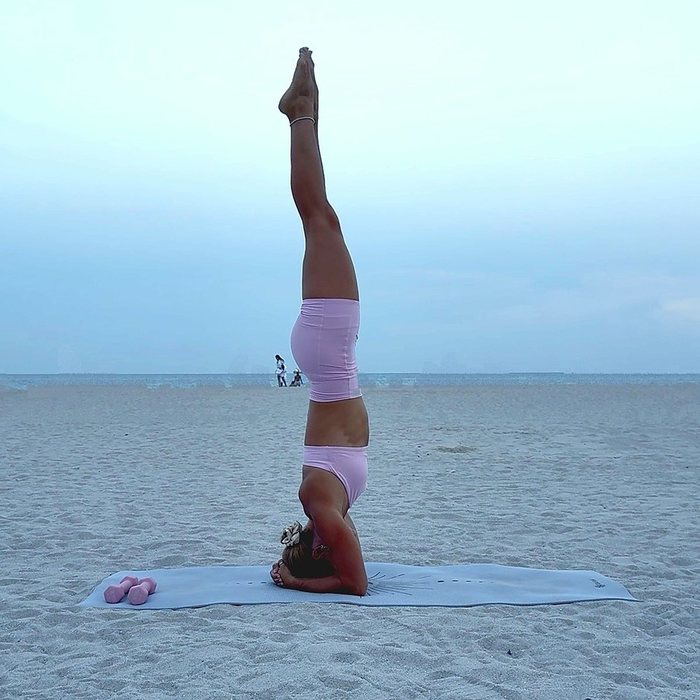 Supported headstand at dusk